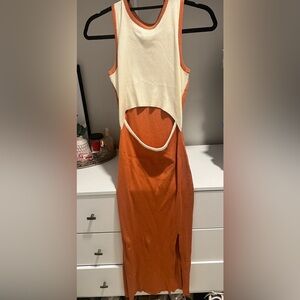 Orange and Cream Cut Out Dress